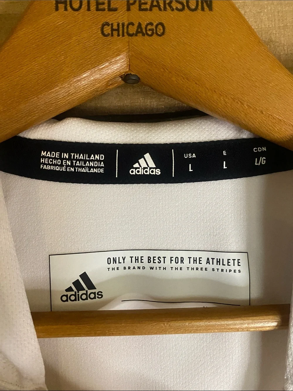 adidas White Long-Sleeve Indiana Graphic Performance pullover hoodie large thin